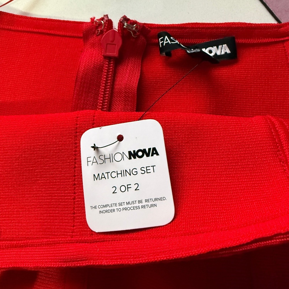 Fashion Nova My Sweetheart Skirt Red Bandage 2 Piece Set XL NWT - Picture 12 of 12